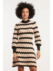 Smashed Lemon Sukienka dzianinowa w kolorze beżowym rozmiar: M. Brązowe sukienki damskie Smashed Lemon, bez wzorów, z dzianiny, bez ramiączek. Za 143.99 zł.