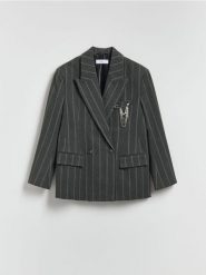 Marynarka z wiskozą - ciemnoszary. Szare marynarki i żakiety damskie Reserved, l, bez wzorów, z tkaniny. Za 279.99 zł.