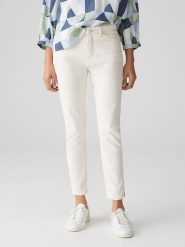 OPUS Dżinsy "Elma" - Slim fit - w kolorze białym rozmiar: 42/L28. Białe jeansy damskie Opus, z podwyższonym stanem. Za 182.72 zł.