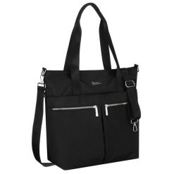 Jednokomorowa, czarna shopperka damska zamykana suwakiem Peterson PTN CTY-19. Czarne torebki klasyczne damskie Peterson, bez dodatków. Za 89.99 zł.