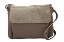 Torebka skórzana z zamszową klapką - Beżowa ciemna. Brązowe torby na laptopa Barberinis, bez wzorów, ze skóry, zamszowe. Za 177.99 zł.