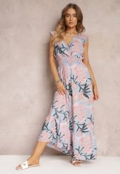 Niebieska Sukienka Maxi z Falbankami i Cienkimi Gumkami w Pasie Bexla. Niebieskie sukienki damskie Renee, bez wzorów, eleganckie, bez ramiączek. W wyprzedaży za 55.99 zł.