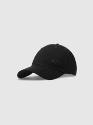 4F Czapka z daszkiem strapback uniseks - czarna S/M. Czarne czapki z daszkiem damskie 4F, na lato, bez wzorów, z bawełny. Za 59.99 zł.
