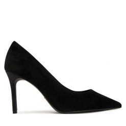 Szpilki Tamaris. Czarne szpilki damskie Tamaris, bez wzorów, bez obcasa, na szpilce, bez zapięcia. Za 289.99 zł.