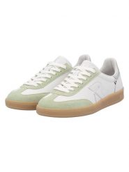 Rieker Skórzane sneakersy w kolorze biało-zielonym rozmiar: 38. Białe obuwie sportowe damskie Rieker, ze skóry, bez zapięcia. Za 188.85 zł.
