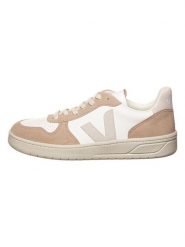 Veja Skórzane sneakersy "V 10" w kolorze biało-beżowym rozmiar: 37. Białe obuwie sportowe damskie Veja, bez zapięcia. Za 461.21 zł.