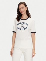 Tommy Hilfiger T-Shirt Varsity Ringer WW0WW42585 Biały Regular Fit. Białe t-shirty damskie Tommy Hilfiger, xl, bez wzorów, z bawełny, bez kołnierzyka. Za 179.99 zł.