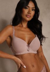 Jasnofioletowy Biustonosz o Gładkim Wykończeniu z Kokardką Phiphise. Fioletowe biustonosze Renee, bez wzorów. Za 24.99 zł.