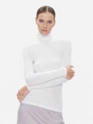 Calvin Klein Golf K20K206053 Biały Slim Fit. Białe golfy damskie Calvin Klein, l, bez wzorów, bez ramiączek. Za 239.99 zł.