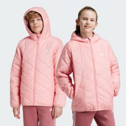 Kurtka Light Padded. Czerwone kurtki damskie Adidas, bez wzorów, z materiału, bez kaptura. Za 379.00 zł.