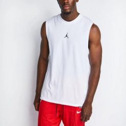 Tshirt Homme Tshirt Nike JUMPMAN SPRT SLVLS TOP Blanc Blanc. Białe t-shirty damskie Nike, m, bez wzorów, bez kołnierzyka. Za 159.00 zł.