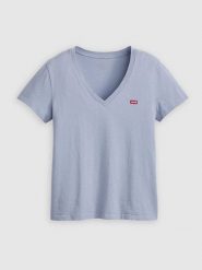 Levi's Koszulka w kolorze błękitnym rozmiar: XS. Niebieskie bluzki damskie Levi's, s, bez wzorów, z bawełny, bez kołnierzyka, bez ramiączek. Za 44.45 zł.