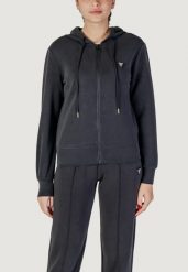 Bluza Kobieta GUESS ACTIVE OLYMPE FULL ZIP. Czarne bluzy damskie Guess Active, s, z aplikacjami, z jeansu, z kapturem. Za 325.95 zł.