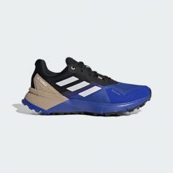 Buty Terrex Soulstride RAIN.RDY Trail Running. Brązowe obuwie sportowe damskie Adidas, z materiału, bez zapięcia, do biegania. Za 439.00 zł.