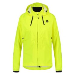 Damska kurtka rowerowa przeciwdeszczowa Commuter Hi-vis żółta. Żółte kurtki damskie AGU, l, bez wzorów, z materiału, z kapturem. Za 597.90 zł.