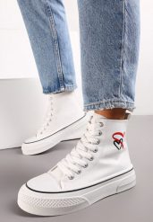 Białe Trampki za Kostkę na Platformie Zuiena. Białe trampki damskie Renee, bez wzorów, za kostkę, bez zapięcia. Za 44.99 zł.
