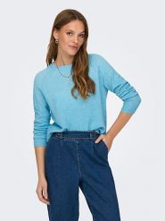 ONLY Sweter w kolorze błękitnym rozmiar: XL. Niebieskie swetry klasyczne damskie Only, xl, ze splotem, bez kołnierzyka. Za 74.63 zł.