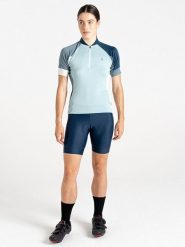 Dare 2b Koszulka kolarska "Flutter Jersey" w kolorze błękitno-granatowym rozmiar: 34. Niebieskie koszulki damskie Dare 2b, bez wzorów, z jersey, bez kołnierzyka, bez ramiączek. Za 79.03 zł.