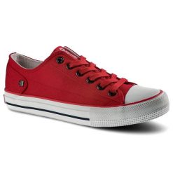 Czerwone Trampki Big Star Damskie Sznurowane Buty. Czerwone trampki damskie Big Star, bez wzorów, z jeansu, bez zapięcia. Za 89.99 zł.