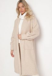 Jasnobeżowy Płaszcz Boucle Niezapinany Zopho. Brązowe płaszcze damskie Born2be, s, bez wzorów, z jeansu, bez kaptura. Za 129.99 zł.