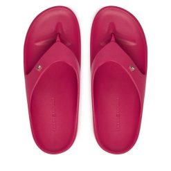 Japonki Tommy Hilfiger. Czerwone klapki damskie Tommy Hilfiger, bez wzorów, bez obcasa, bez zapięcia. Za 189.99 zł.