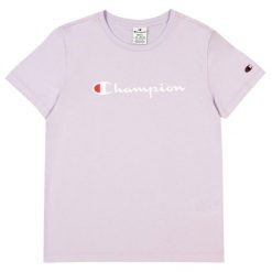 T-shirt Damski Markowy Rękaw. Fioletowe t-shirty damskie Champion, bez wzorów, bez kołnierzyka. Za 143.99 zł.