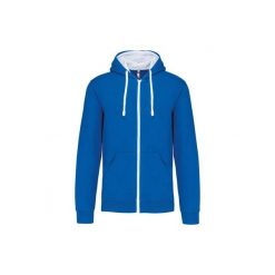 Bluza z kapturem z kontrastowym zamkiem błyskawicznym Kariban. Białe bluzy damskie KARIBAN, s, bez wzorów, z bawełny, z kapturem. Za 229.00 zł.
