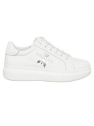 Patrizia Pepe Skórzane sneakersy w kolorze białym rozmiar: 37. Białe obuwie sportowe damskie Patrizia Pepe, bez zapięcia. Za 382.99 zł.