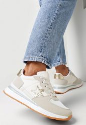 Beżowe Sneakersy na Grubej Podeszwie z Naszywką Gwiazdy Anateia. Brązowe obuwie sportowe damskie Born2be, bez zapięcia. Za 89.99 zł.