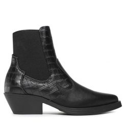 Botki ONLY. Czarne botki damskie Only, bez obcasa, na słupku, bez zapięcia. Za 249.99 zł.
