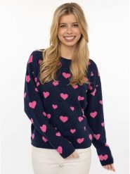 Zwillingsherz Sweter w kolorze granatowym rozmiar: L/XL. Niebieskie swetry klasyczne damskie Zwillingsherz, l, z bawełny, bez kołnierzyka. Za 130.99 zł.