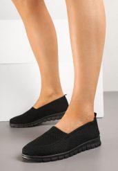 Czarne Tenisówki z Elastyczną Cholewką i Tłoczeniem Zenfitra. Czarne obuwie sportowe damskie Born2be, z jeansu, bez zapięcia, tenisowe. Za 39.99 zł.