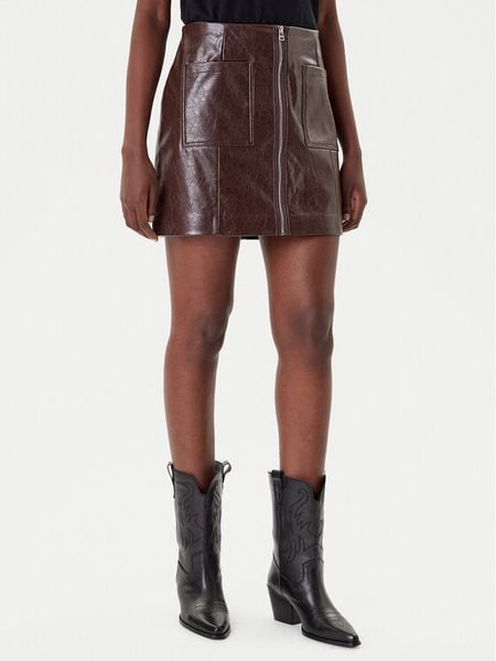 HUGO Spódnica z imitacji skóry Ralitte-1 50544832 Brązowy Slim Fit. Brązowe spódnice damskie Hugo, bez wzorów, ze skóry. Za 359.99 zł.