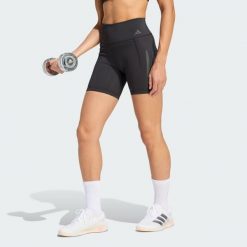 Krótkie legginsy Optime Workout 3-Stripes. Czarne legginsy damskie Adidas, bez wzorów, z lycry, z podwyższonym stanem, na fitness i siłownię. Za 199.00 zł.