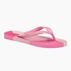 Japonki Havaianas Top Logomania Colors II. Czerwone klapki damskie Havaianas, bez wzorów, bez obcasa, bez zapięcia. Za 94.99 zł.