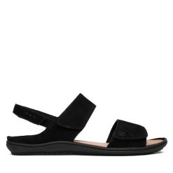 Sandały Josef Seibel. Czarne sandały damskie Josef Seibel, bez wzorów, bez obcasa, na płaskiej podeszwie, bez zapięcia. Za 439.99 zł.