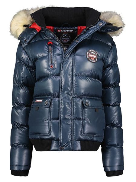 ANAPURNA Kurtka zimowa "Bugsana" w kolorze granatowym rozmiar: XL. Niebieskie kurtki damskie ANAPURNA, na zimę, xl, z aplikacjami, prążkowane, bez kaptura. Za 361.99 zł.
