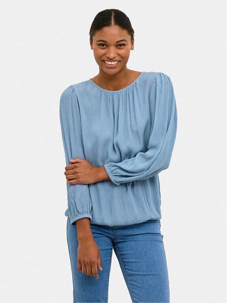 Kaffe Bluzka Wilma 10508223 Niebieski Regular Fit. Niebieskie bluzki damskie Kaffe, bez wzorów, z wiskozy, bez kołnierzyka, bez ramiączek. Za 119.99 zł.