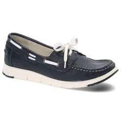 Granatowe Mokasyny Pollonus Wygodne Buty Damskie. Niebieskie mokasyny damskie Pollonus, na wiosnę, ze skóry, bez obcasa. Za 155.00 zł.