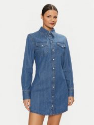 Tommy Jeans Sukienka jeansowa Western DW0DW19853 Niebieski Regular Fit. Niebieskie sukienki damskie Tommy Jeans, bez wzorów, z bawełny, bez ramiączek. Za 269.99 zł.
