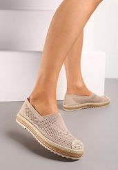 Ciemnobeżowe Ażurowe Espadryle z Ozdobną Plecionką Thalessia. Brązowe espadryle damskie Born2be, w ażurowe wzory, bez obcasa. Za 49.99 zł.
