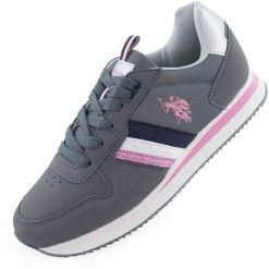 Obuwie damskie U.S. Polo Assn. trampki szare. Czerwone trampki damskie U.S. Polo Assn., z aplikacjami, z materiału, bez zapięcia. Za 255.99 zł.