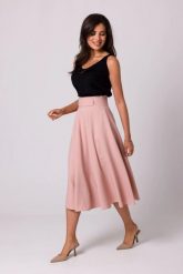 Rozkloszowana spódnica z wysokim stanem i kieszeniami różowa. Czerwone spódnice damskie Bewear, na lato, l, bez wzorów, midi. Za 319.00 zł.