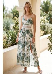 SOULSHAE Sukienka w kolorze biało-zielonym rozmiar: XXL/3XL. Białe sukienki damskie SOULSHAE, bez wzorów, bez ramiączek. Za 154.95 zł.