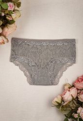 Szare Prążkowane Majtki Figi z Ażurową Koronką Liseta. Szare figi Renee, w ażurowe wzory, z jeansu. Za 3.99 zł.