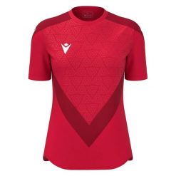 Damski jersey Macron Dryad. Czerwone koszulki sportowe damskie Macron, bez wzorów, z jersey, bez ramiączek, do piłki nożnej. Za 213.50 zł.