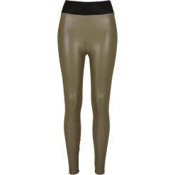 Damskie legginsy z wysoką talią z faux skóry Urban Classics. Zielone legginsy damskie Urban Classics, bez wzorów, ze skóry. Za 175.50 zł.