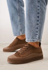 Brązowe Trampki z Imitacji Zamszu z Nieregularną Podeszwą ze Żłobieniami Naranatea. Brązowe trampki damskie Born2be, bez wzorów, z jeansu, bez zapięcia. Za 69.99 zł.