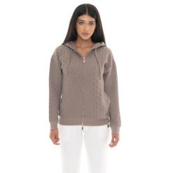 Leone 1947 Braid Damen, Bluza z geflochtenem Stoff, Kapuze, Reißverschluss. Brązowe bluzy damskie LEONE 1947 APPAREL, bez wzorów, z bawełny, bez kaptura. W wyprzedaży za 157.01 zł.