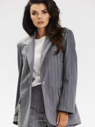 Żakiet Model A679 Grey - awama. Szare marynarki i żakiety damskie Awama, l, bez wzorów, z jeansu, eleganckie. Za 523.83 zł.